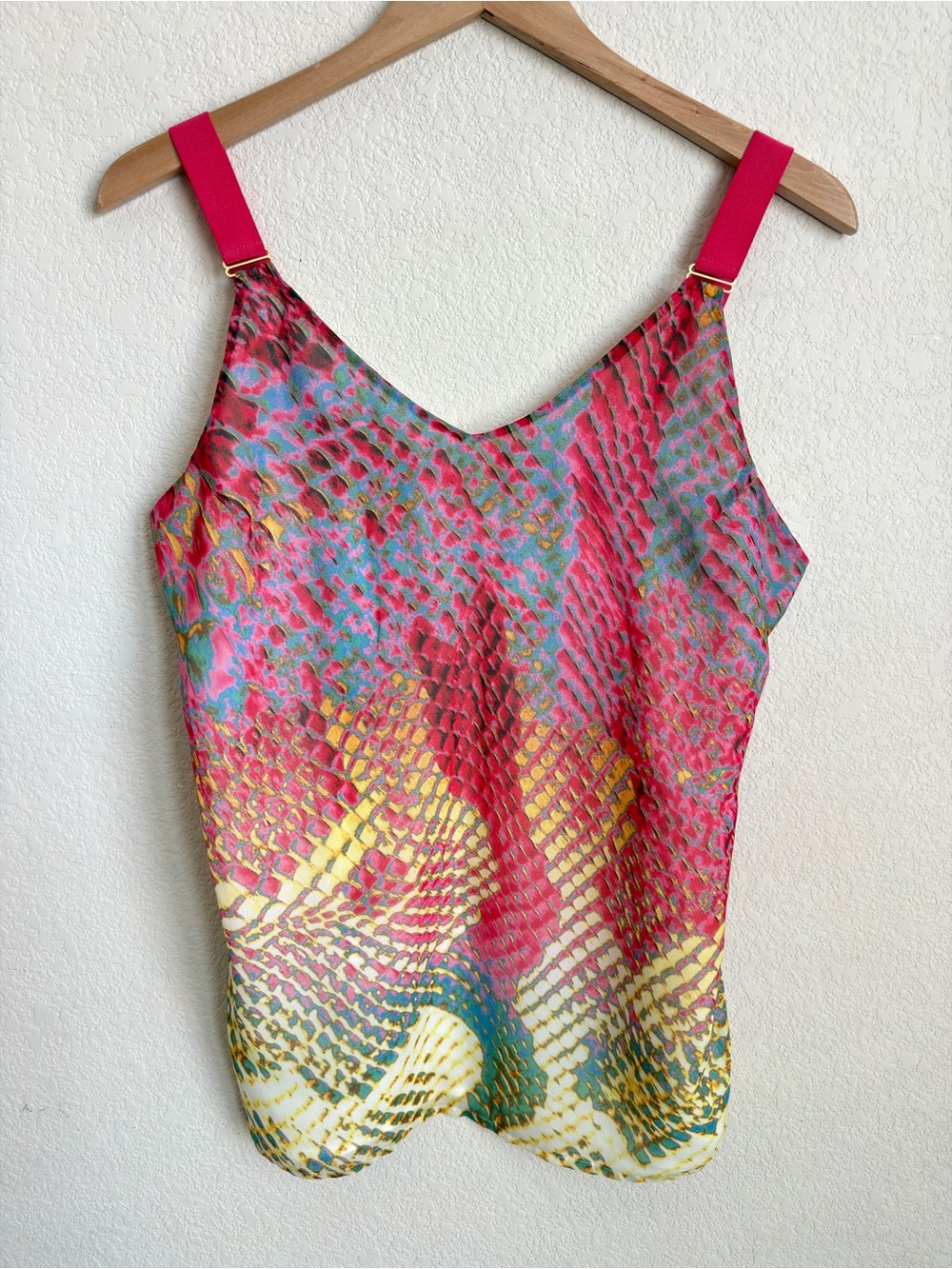 Ramy Brook Bennie Top M Multicolor Snakeskin Print Strappy Layered Chiffon Top - Picture 1 of 15